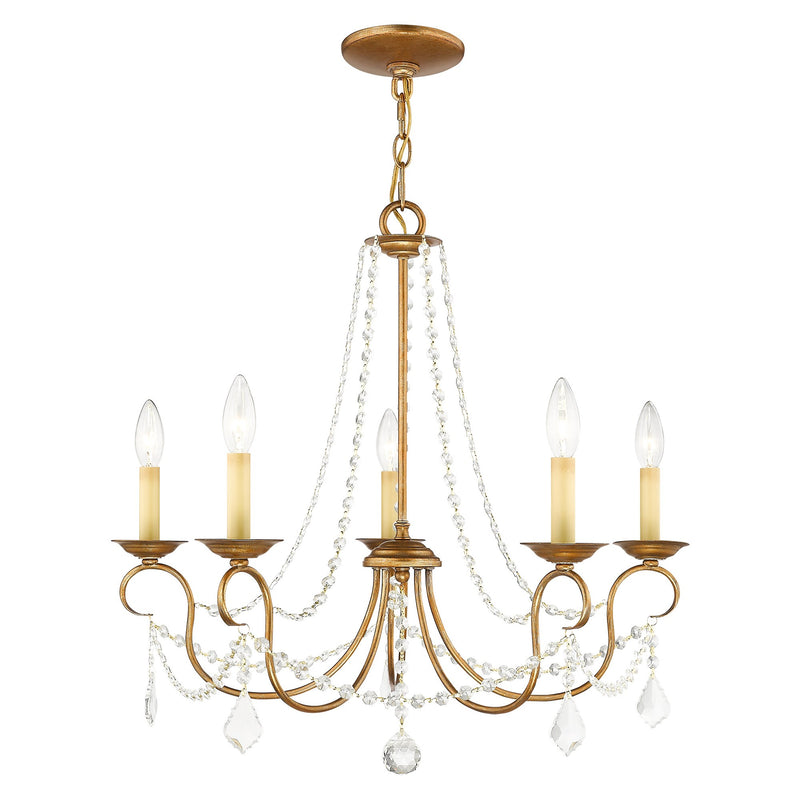 Pennington 5-Light Chandelier in Hand Applied Antique Gold Leaf
