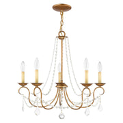 Pennington 5-Light Chandelier in Hand Applied Antique Gold Leaf