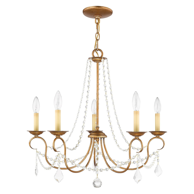 Pennington 5-Light Chandelier in Hand Applied Antique Gold Leaf