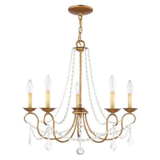 Pennington 5-Light Chandelier in Hand Applied Antique Gold Leaf