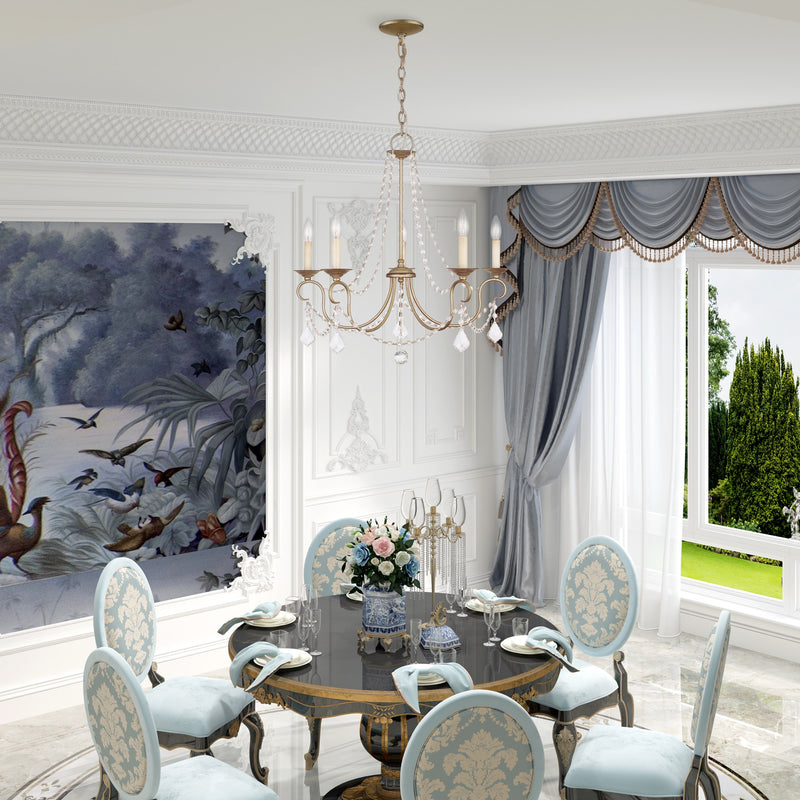Pennington 5-Light Chandelier in Hand Applied Antique Silver Leaf