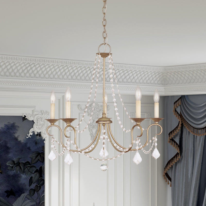 Pennington 5-Light Chandelier in Hand Applied Antique Silver Leaf