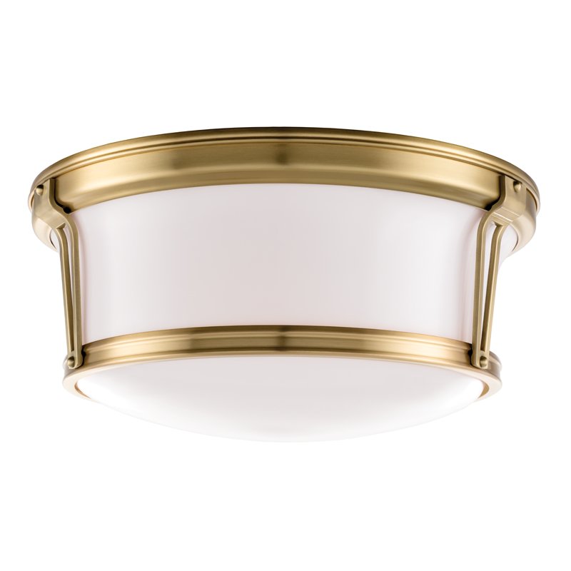 Newport 3-Light Flush Mount in Aged Brass