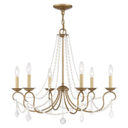 Pennington 6-Light Chandelier in Hand Applied Antique Gold Leaf