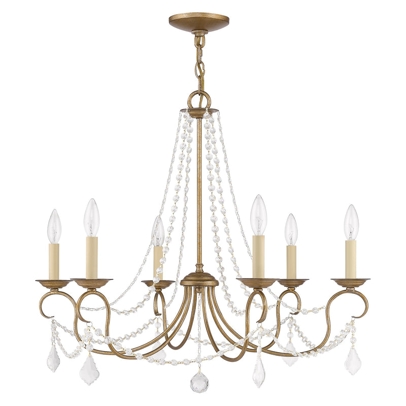 Pennington 6-Light Chandelier in Hand Applied Antique Gold Leaf