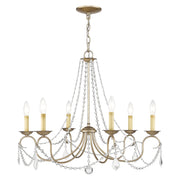 Pennington 6-Light Chandelier in Hand Applied Antique Silver Leaf