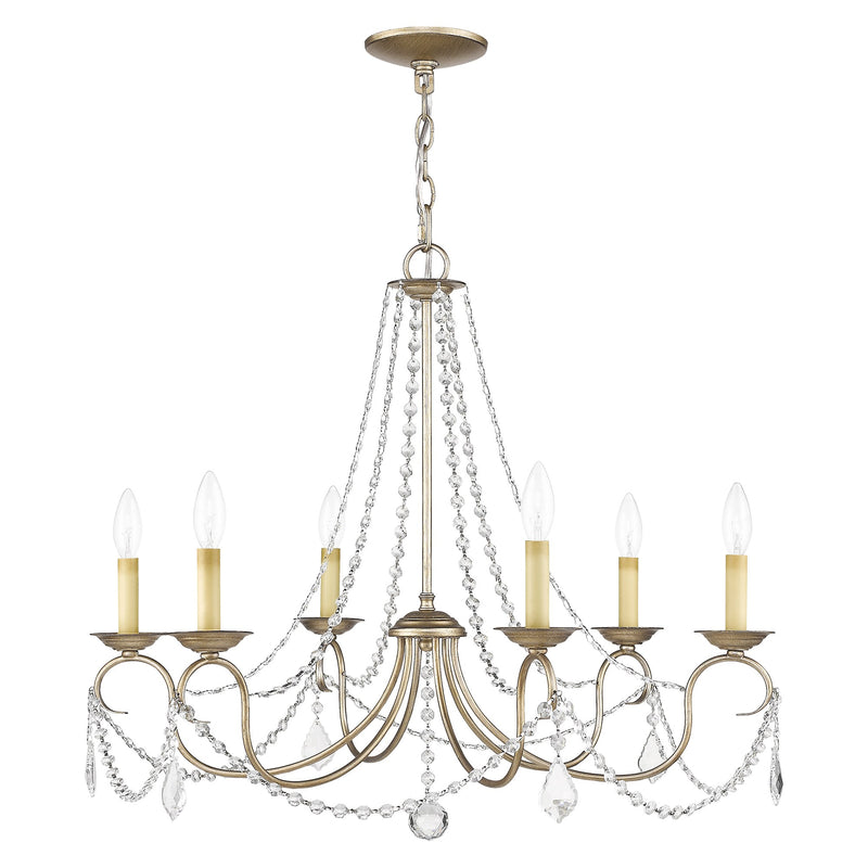 Pennington 6-Light Chandelier in Hand Applied Antique Silver Leaf