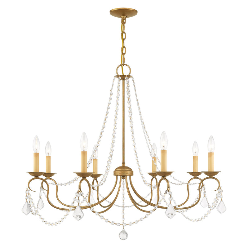 Pennington 8-Light Chandelier in Hand Applied Antique Gold Leaf