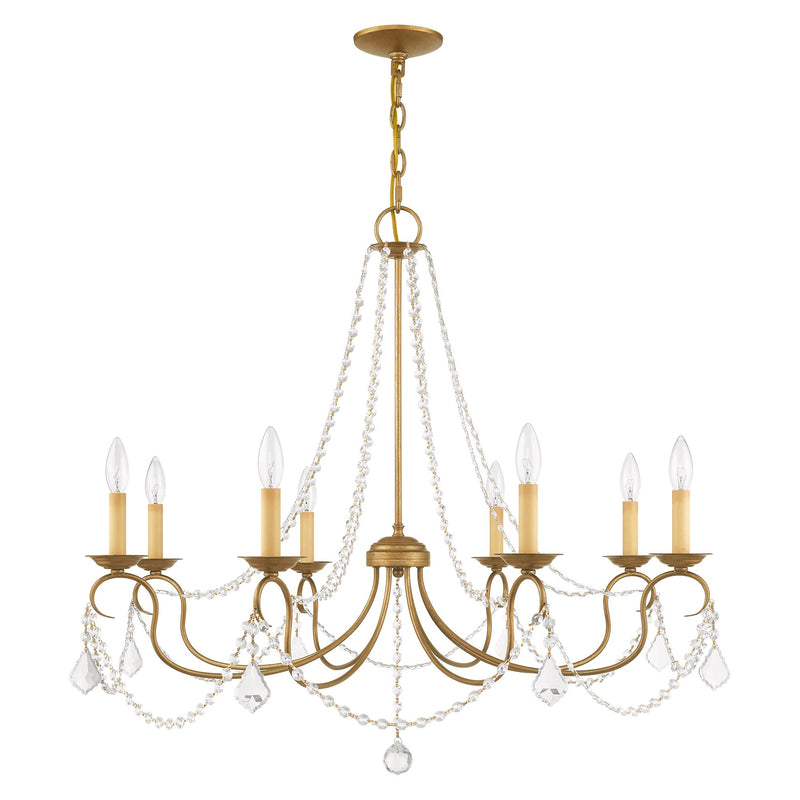 Pennington 8-Light Chandelier in Hand Applied Antique Gold Leaf