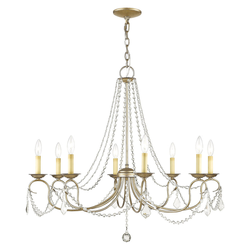 Pennington 8-Light Chandelier in Hand Applied Antique Silver Leaf