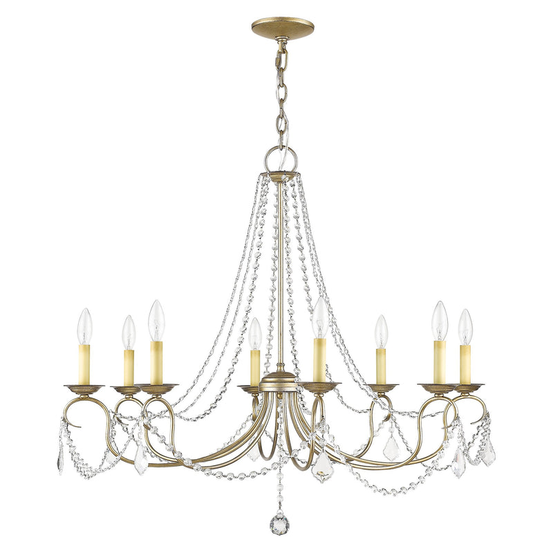 Pennington 8-Light Chandelier in Hand Applied Antique Silver Leaf