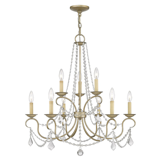 Pennington 9-Light Chandelier in Hand Applied Antique Silver Leaf