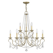 Pennington 9-Light Chandelier in Hand Applied Antique Silver Leaf
