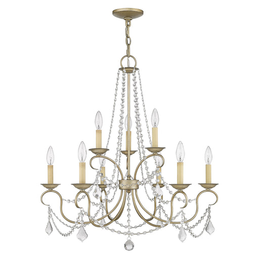 Pennington 9-Light Chandelier in Hand Applied Antique Silver Leaf
