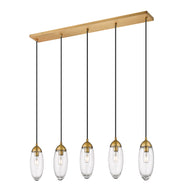 Arden 5 Light 42" Linear Pendant in Rubbed Brass