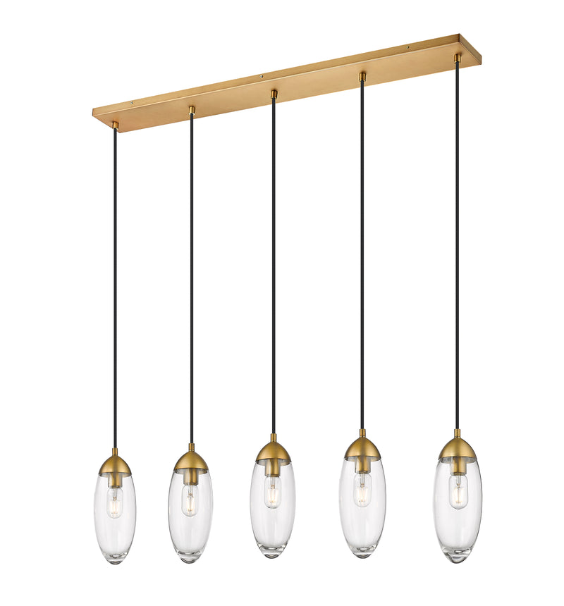 Arden 5 Light 42" Linear Pendant in Rubbed Brass