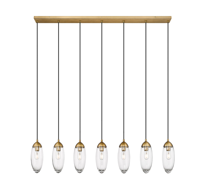 Arden 7 Light 54" Linear Pendant in Rubbed Brass
