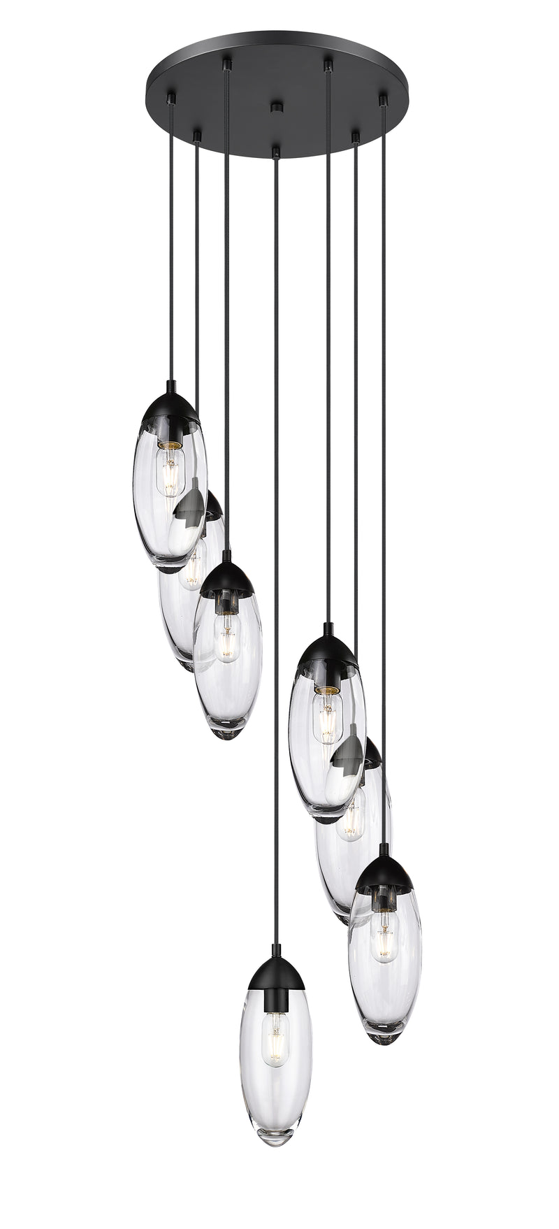 Arden 7 Light 18" Pendant in Matte Black