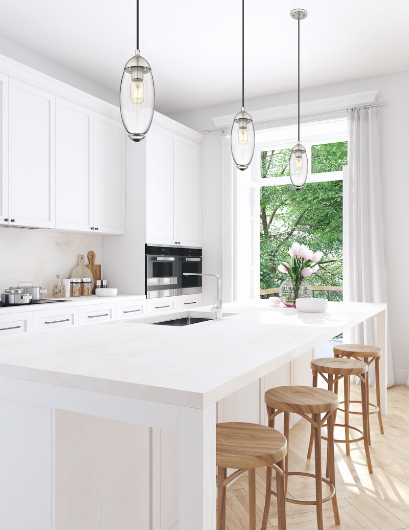 Arden 1 Light 4.5" Pendant, Cord Mount in Brushed Nickel in a room setting