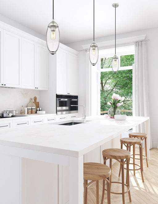 Arden 1 Light 4.5" Pendant, Cord Mount in Brushed Nickel in a room setting