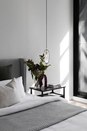 Arden 1 Light 4.5" Pendant, Cord Mount in Brushed Nickel in a room setting