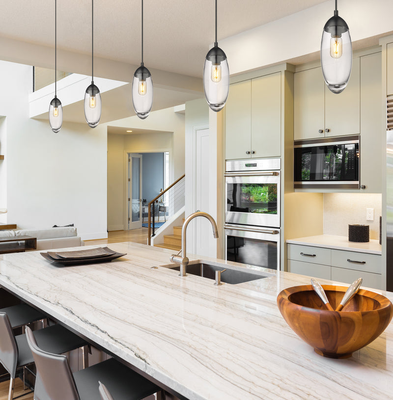 Arden 1 Light 4.5" Pendant, Cord Mount in Matte Black in a room setting
