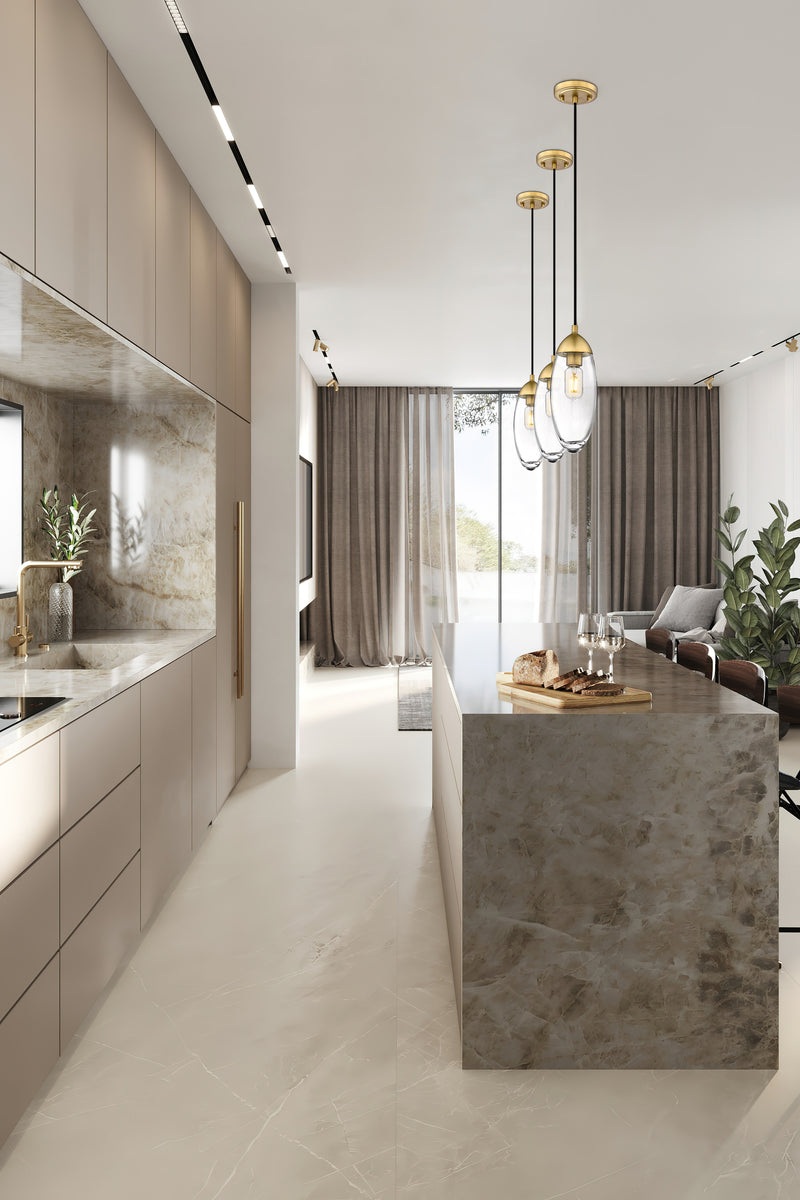 Arden 1 Light 4.5" Pendant, Cord Mount in Rubbed Brass in a room setting