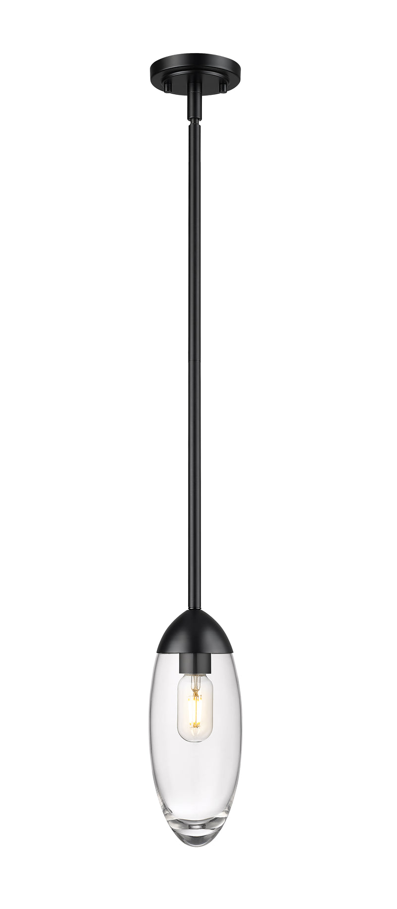 Arden 1 Light 4.5" Pendant, Rod Mount in Matte Black