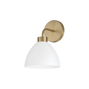 Ross Wall Sconce in Aged Brass and White