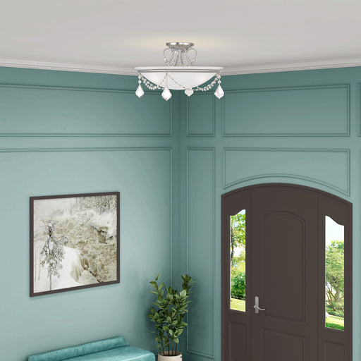 Chesterfield 3-Light Semi-Flush Mount in Brushed Nickel
