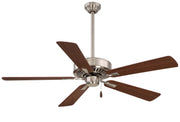 Contractor Plus 52" Ceiling Fan in Brushed Nickel with Dark Walnut Blades / Reversible Medium Maple/Dark Walnut