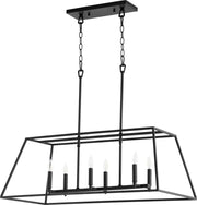 Gabriel 6 Light Linear Chandelier in Textured Black
