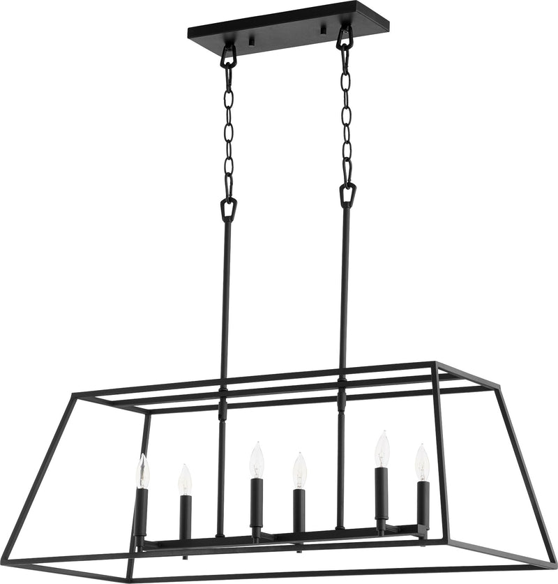 Gabriel 6 Light Linear Chandelier in Textured Black