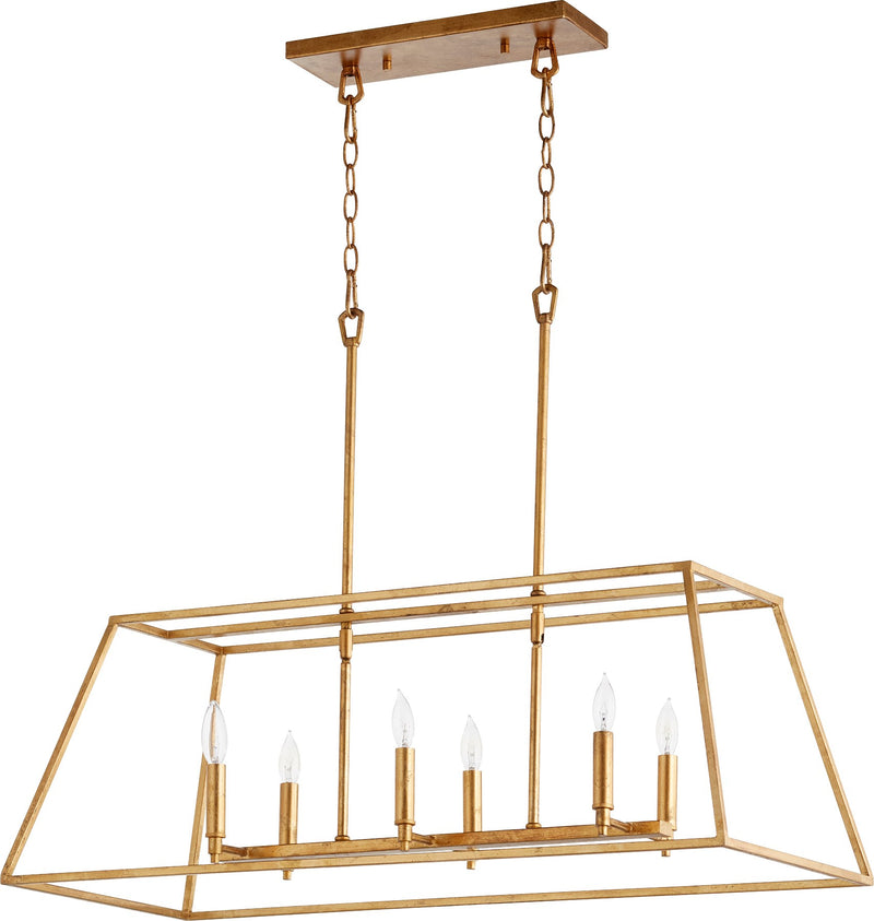 Gabriel 6 Light Linear Chandelier in Gold Leaf