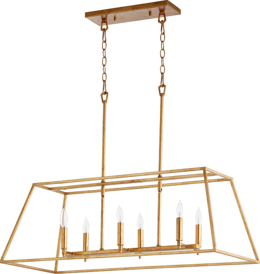 Gabriel 6 Light Linear Chandelier in Gold Leaf