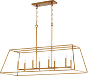 Gabriel 8 Light Linear Chandelier in Gold Leaf