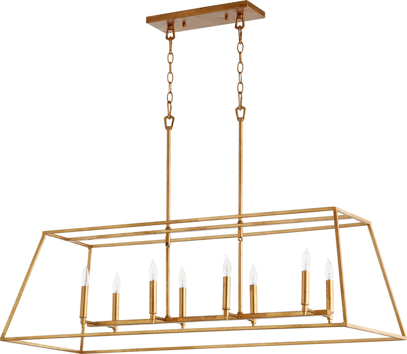 Gabriel 8 Light Linear Chandelier in Gold Leaf