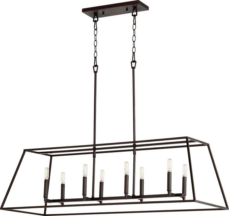 Gabriel 8 Light Linear Chandelier in Oiled Bronze