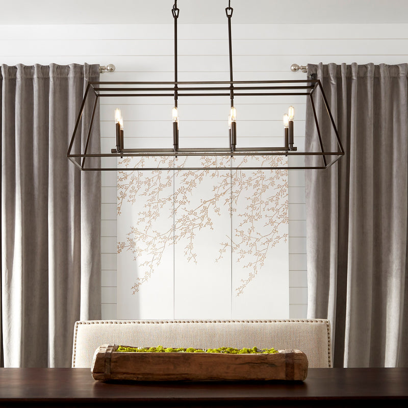 Gabriel 8 Light Linear Chandelier in Oiled Bronze