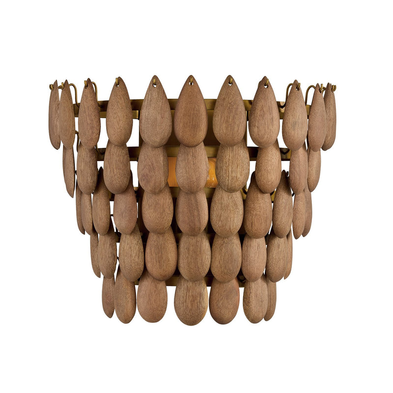 Ravi Wall Sconce in Light Wood and Patinaed Brass