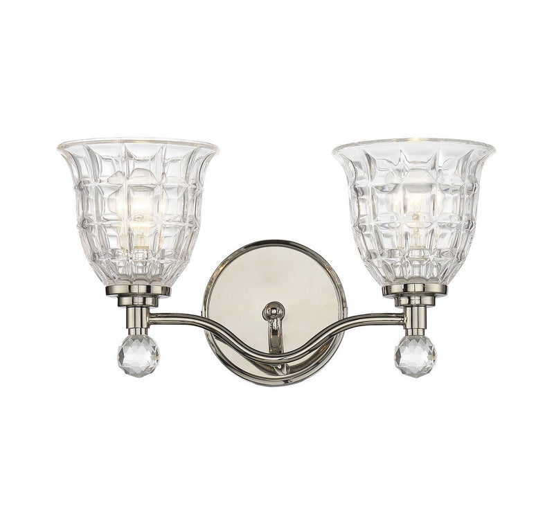 Birone 2-Light Bath Vanity Light in Polished Nickel