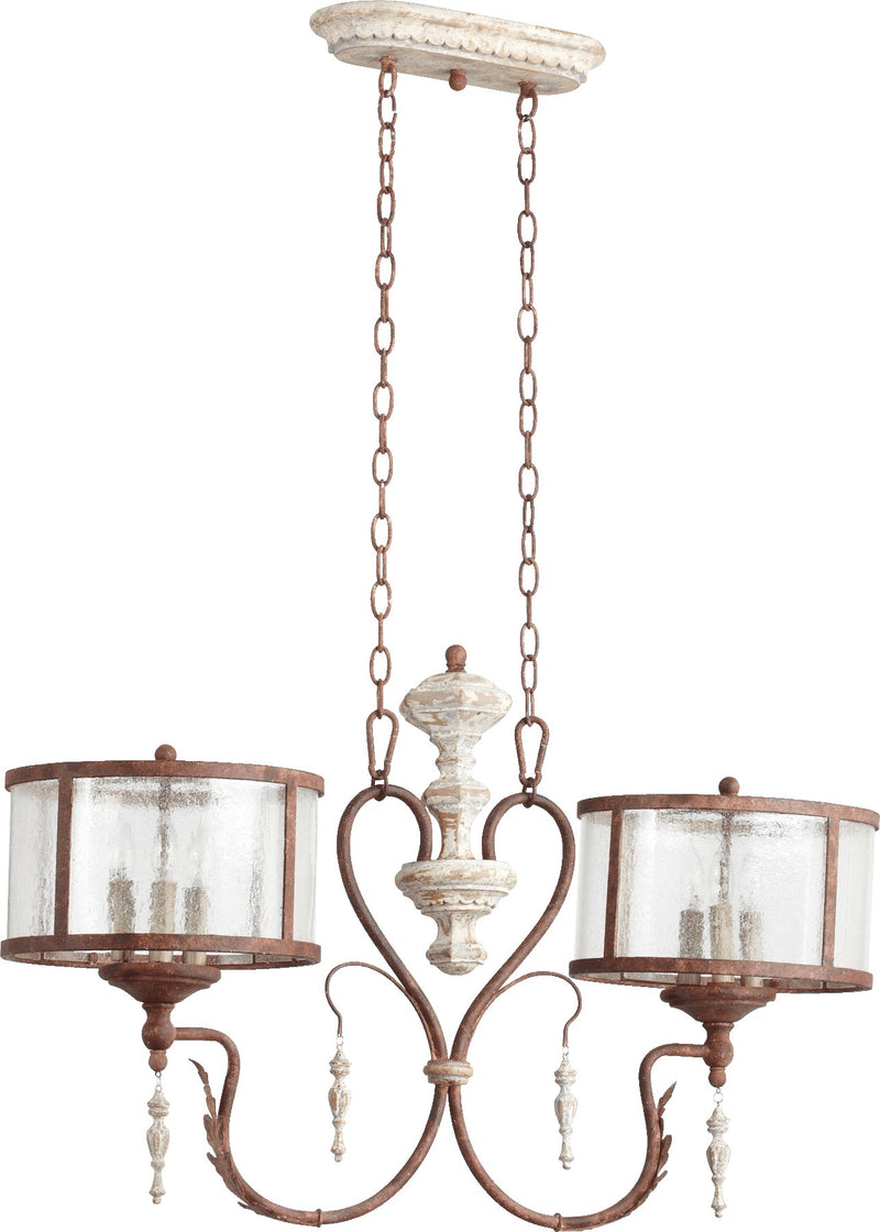 La Maison 6 Light Linear Chandelier in Manchester Gray / Rust Accents