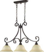 Bryant 3 Light Linear Chandelier in Oiled Bronze