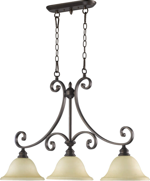 Bryant 3 Light Linear Chandelier in Oiled Bronze