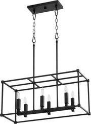 Olympus 6 Light Linear Chandelier in Textured Black