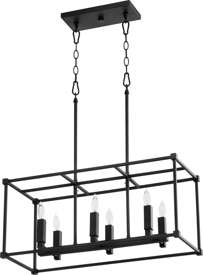 Olympus 6 Light Linear Chandelier in Textured Black