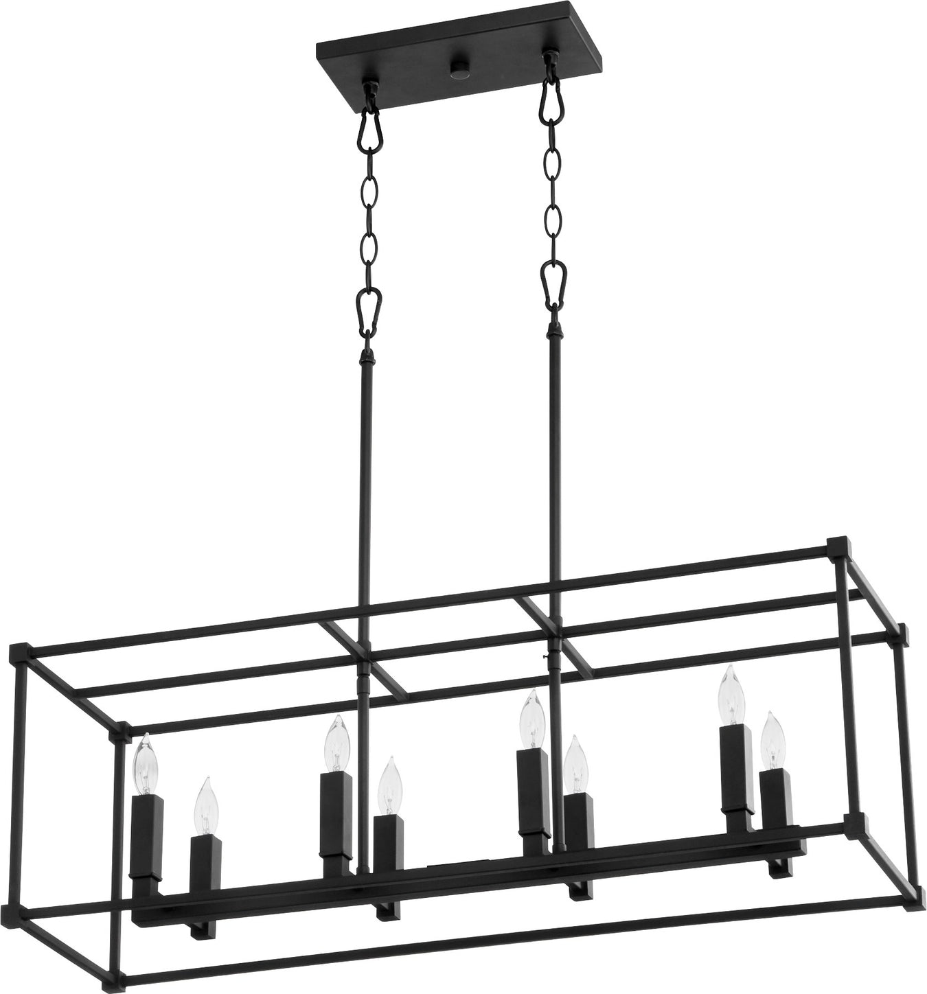 Olympus 8 Light Linear Chandelier in Textured Black