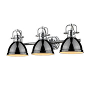 Duncan 3-Light Bath Vanity in Chrome with Black Shades
