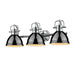 Duncan 3-Light Bath Vanity in Chrome with Black Shades