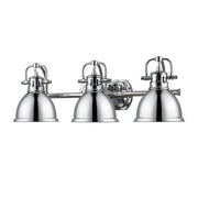 Duncan 3-Light Bath Vanity in Chrome with Chrome Shades